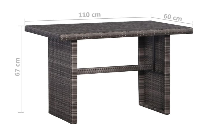 Caféset med dynor 3 delar konstrotting grå - Grå - Alla Möbler - Utemöbler - Balkongmöbler