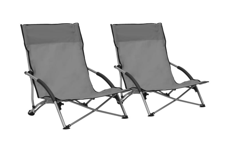 Hopfällbara strandstolar 2 st grå tyg - Grå - Alla Möbler - Utemöbler - Balkongmöbler