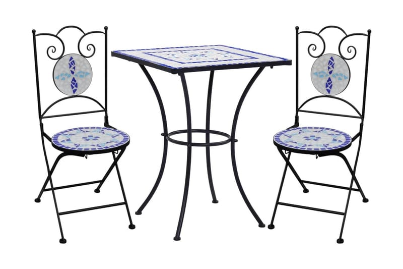Mosaikbord 3 st keramik blå och vit - Blå - Alla Möbler - Utemöbler - Balkongmöbler