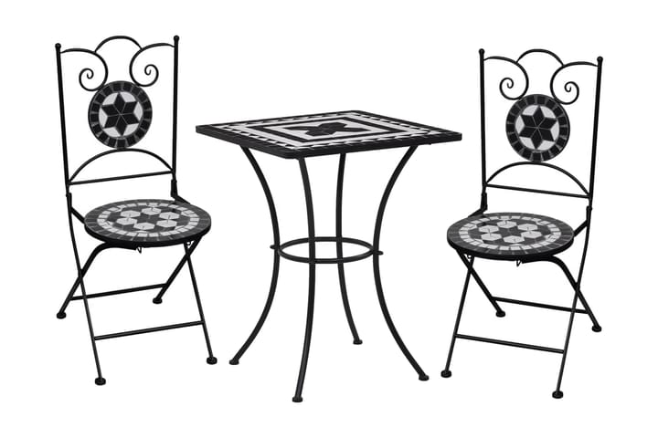Mosaikbord 3 st keramik svart och vit - Svart - Alla Möbler - Utemöbler - Balkongmöbler