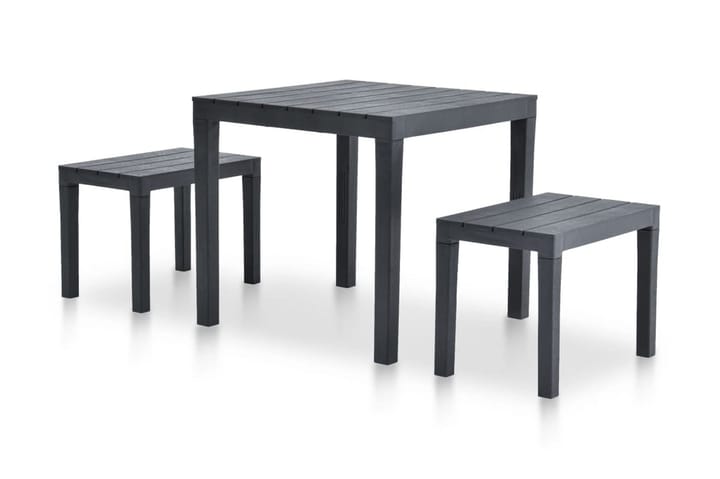 Trädgårdsbord med 2 bänkar plast antracit - Grå - Alla Möbler - Utemöbler - Balkongmöbler