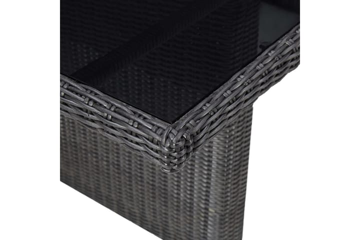 Trädgårdsbord svart 200x100x74 cm glas och konstrotting - Svart - Alla Möbler - Utemöbler - Konstrottingmöbler
