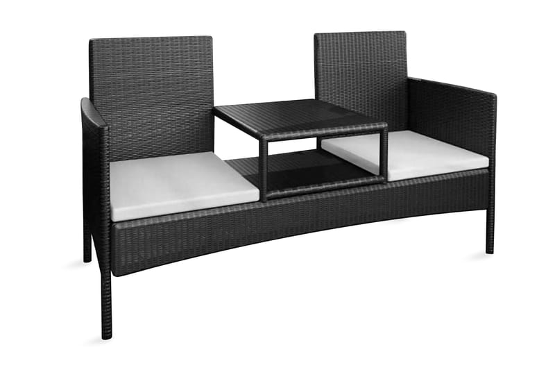 Trädgårdssoffa 2-sits med bord konstrotting svart - Svart - Alla Möbler - Utemöbler - Konstrottingmöbler
