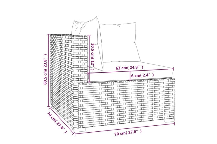 Loungegrupp för trädgård m. dynor 11 delar konstrotting svar - Svart - Alla Möbler - Utemöbler - Loungemöbler