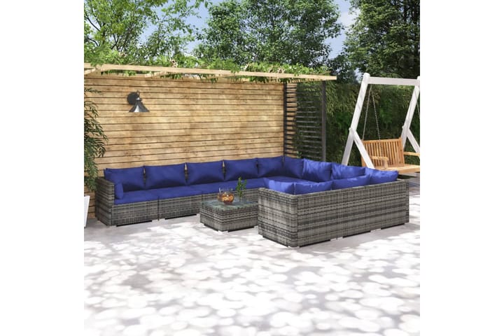 Loungegrupp för trädgården med dynor 11delar konstrotting gr - Grå - Alla Möbler - Utemöbler - Loungemöbler