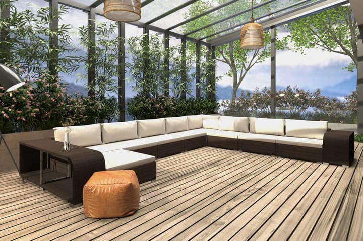 Loungegrupp för trädgården med dynor 12 delar konstrotting b - Brun - Alla Möbler - Utemöbler - Loungemöbler