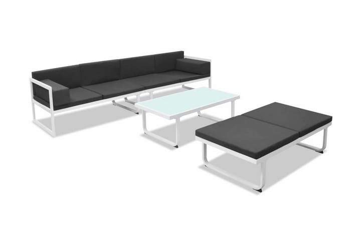 Loungegrupp för trädgården med dynor 4 delar aluminium svart - Svart - Alla Möbler - Utemöbler - Loungemöbler