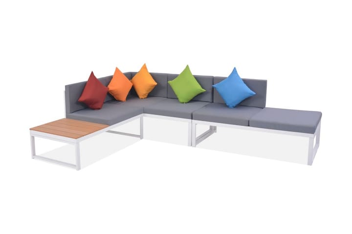 Loungegrupp för trädgården med dynor 4 delar aluminium WPC - Flerfärgad - Alla Möbler - Utemöbler - Loungemöbler
