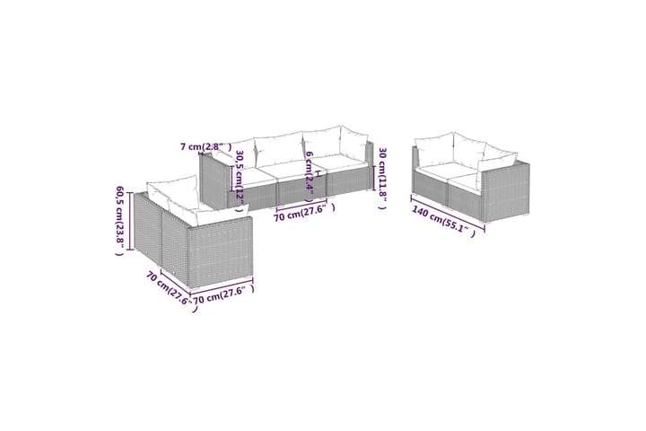 Loungegrupp för trädgården med dynor 7 delar konstrotting br - Brun - Alla Möbler - Utemöbler - Loungemöbler
