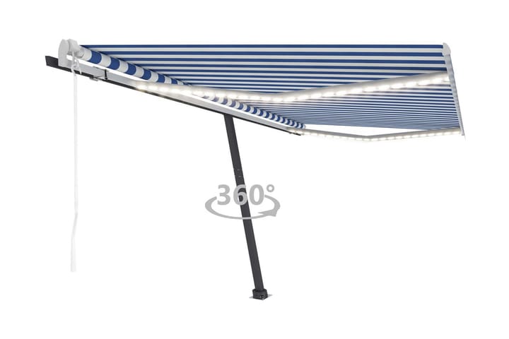 Automatisk markis med vindsensor & LED 450x350 cm blå och vi - Blå - Alla Möbler - Utemöbler - Övrigt utomhus