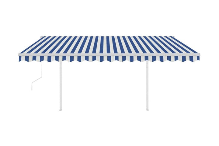 Automatisk markis med vindsensor & LED 4,5x3,5 m blå och vit - Blå - Alla Möbler - Utemöbler - Övrigt utomhus