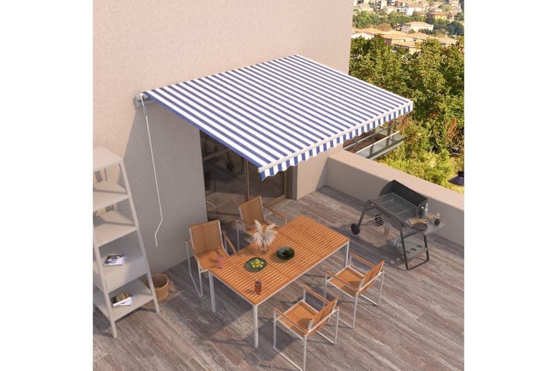 Markis automatiskt infällbar 450x350 cm - Blå - Alla Möbler - Utemöbler - Övrigt utomhus