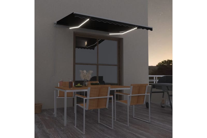 Markis manuellt infällbar med LED 300x250 cm antracit - Grå - Alla Möbler - Utemöbler - Övrigt utomhus