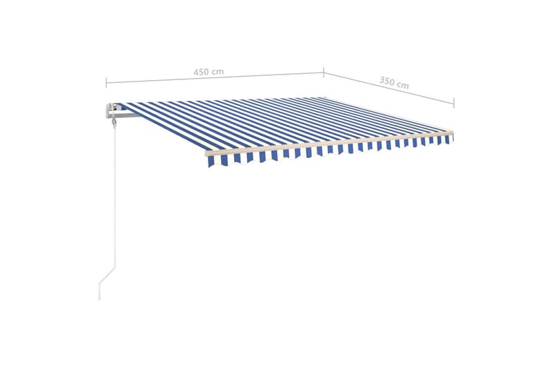 Markis manuellt infällbar med LED 450x350 cm blå och vit - Blå - Alla Möbler - Utemöbler - Övrigt utomhus