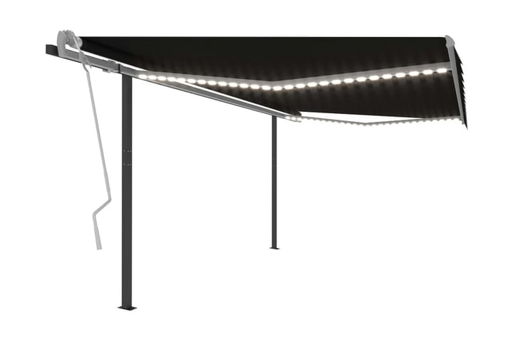 Markis manuellt infällbar med LED 4x3,5 m antracit - Grå - Alla Möbler - Utemöbler - Övrigt utomhus
