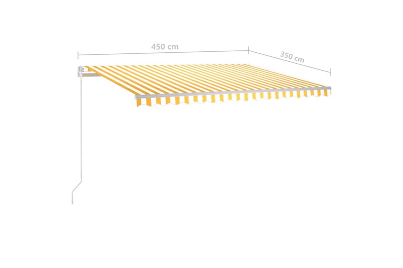 Markis med LED manuellt infällbar 450x350 cm gul och vit - Gul - Alla Möbler - Utemöbler - Övrigt utomhus