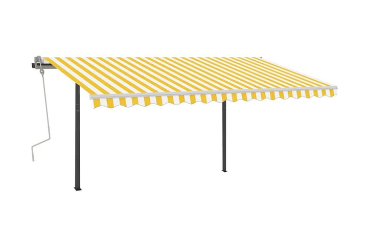 Markis med LED manuellt infällbar 4,5x3 m gul och vit - Gul - Alla Möbler - Utemöbler - Övrigt utomhus