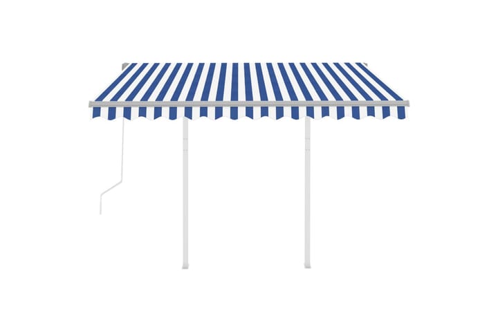 Markis med stolpar automatisk infällbar 3,5x2,5 m blå och vi - Blå - Alla Möbler - Utemöbler - Övrigt utomhus
