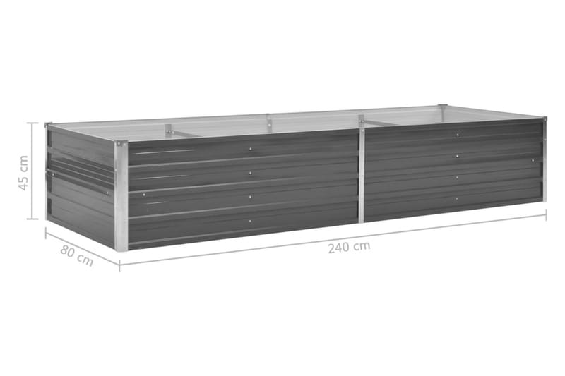 Odlingslåda upphöjd galvaniserat stål 240x80x45 cm grå - Grå - Alla Möbler - Utemöbler - Övrigt utomhus
