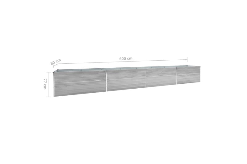 Odlingslåda upphöjd galvaniserat stål 600x80x77 cm grå - Grå - Alla Möbler - Utemöbler - Övrigt utomhus