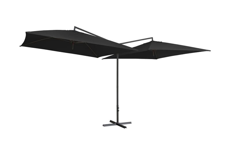 Dubbelt parasoll med stålstång 250x250 cm svart - Svart - Alla Möbler - Utemöbler - Parasoller