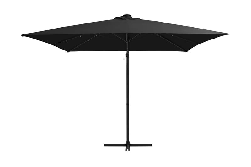 Frihängande parasoll med LED och stålstång 250x250 cm svart - Svart - Alla Möbler - Utemöbler - Parasoller