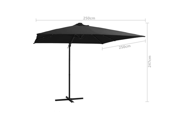 Frihängande parasoll med LED och stålstång 250x250 cm svart - Svart - Alla Möbler - Utemöbler - Parasoller