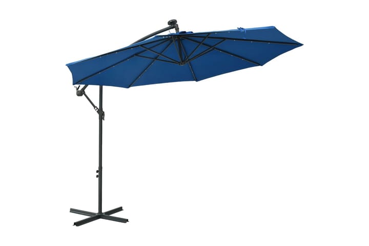 Frihängande parasoll med LED och stålstång 300 cm azur - Blå - Alla Möbler - Utemöbler - Parasoller