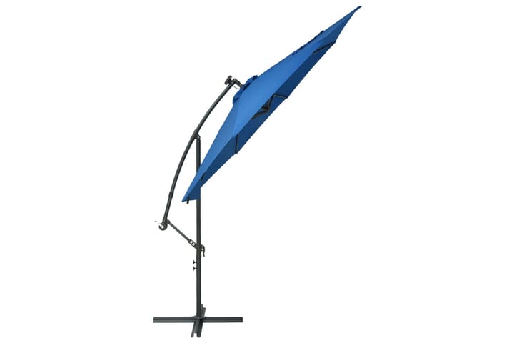 Frihängande parasoll med LED och stålstång 300 cm azur - Blå - Alla Möbler - Utemöbler - Parasoller