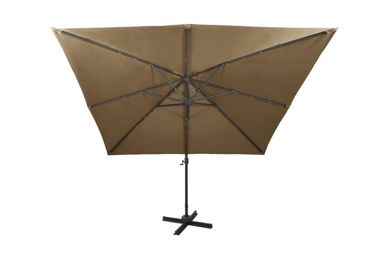 Frihängande parasoll med stång och LED taupe 300 cm - Brun - Alla Möbler - Utemöbler - Parasoller
