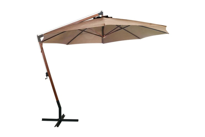 Hängande parasoll med stolpe taupe 3,5x2,9 massivt granträ - Taupe - Alla Möbler - Utemöbler - Parasoller