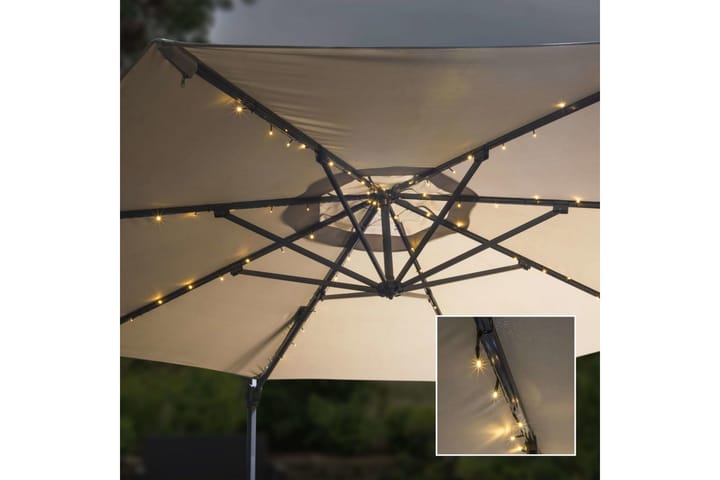 HI Soldriven LED-slinga till parasoll 130 cm - Vit - Alla Möbler - Utemöbler - Parasoller