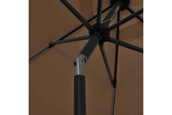 Parasoll med LED-lampor och aluminiumstång 300 cm taupe - Brun - Alla Möbler - Utemöbler - Parasoller