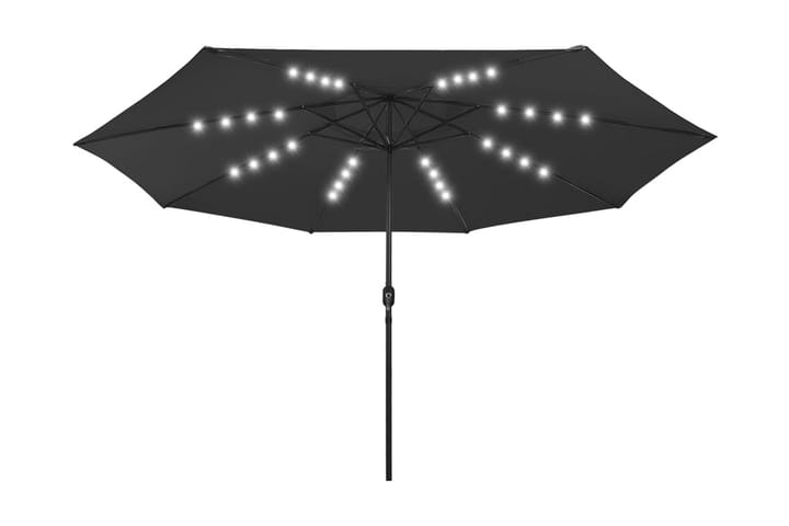 Parasoll med LED-lampor och metallstång 400 cm svart - Svart - Alla Möbler - Utemöbler - Parasoller
