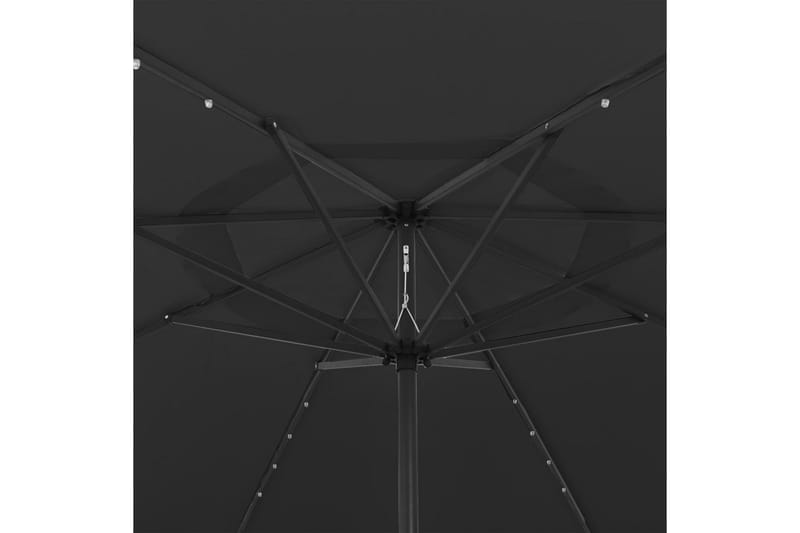 Parasoll med LED-lampor och metallstång 400 cm svart - Svart - Alla Möbler - Utemöbler - Parasoller