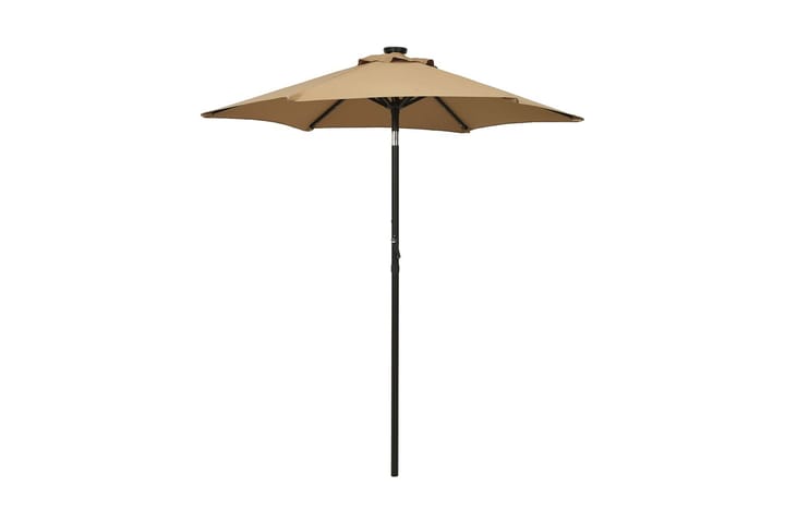 Parasoll med LED-lampor taupe 200x211 cm aluminium - Brun - Alla Möbler - Utemöbler - Parasoller