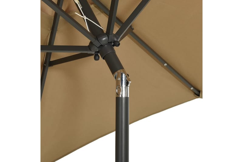 Parasoll med LED-lampor taupe 200x211 cm aluminium - Brun - Alla Möbler - Utemöbler - Parasoller