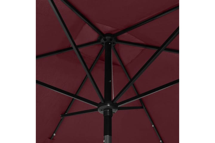 Parasoll med LED och stålstång 2x3 m vinröd - Röd - Alla Möbler - Utemöbler - Parasoller