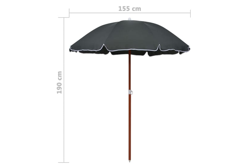Parasoll med stålstång 180 cm antracit - Grå - Alla Möbler - Utemöbler - Parasoller