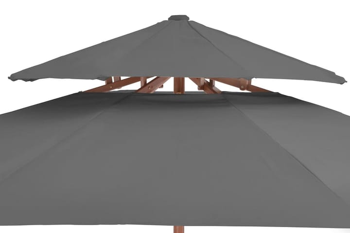 Parasoll med två nivåer 270 cm trästång antracit - Grå - Alla Möbler - Utemöbler - Parasoller