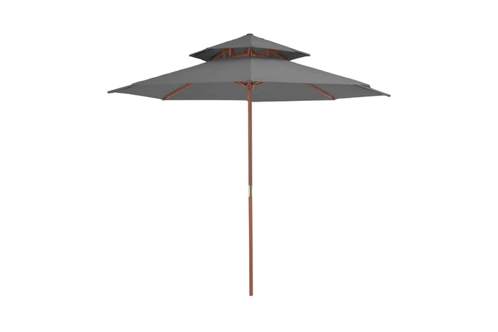 Parasoll med två nivåer 270 cm trästång antracit - Grå - Alla Möbler - Utemöbler - Parasoller