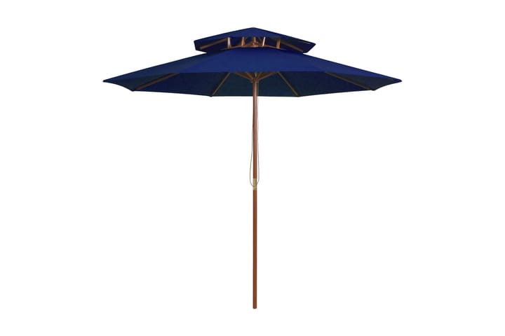 Parasoll med två nivåer trästång blå 270 cm - Blå - Alla Möbler - Utemöbler - Parasoller
