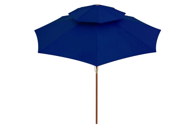 Parasoll med två nivåer trästång blå 270 cm - Blå - Alla Möbler - Utemöbler - Parasoller
