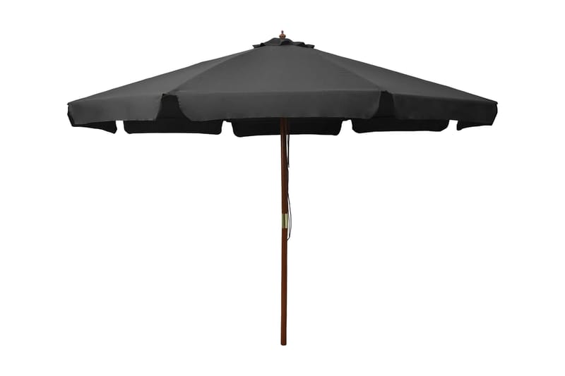 Trädgårdsparasoll med trästång 330 cm antracit - Grå - Alla Möbler - Utemöbler - Parasoller