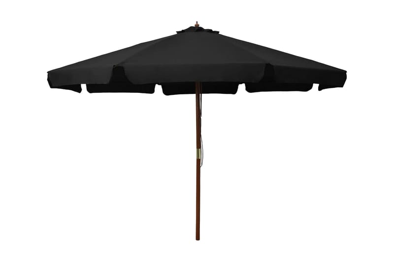 Trädgårdsparasoll med trästång 330 cm svart - Svart - Alla Möbler - Utemöbler - Parasoller