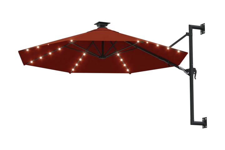 Väggmonterat parasoll med LED och metallstång 300 cm terrako - Orange - Alla Möbler - Utemöbler - Parasoller