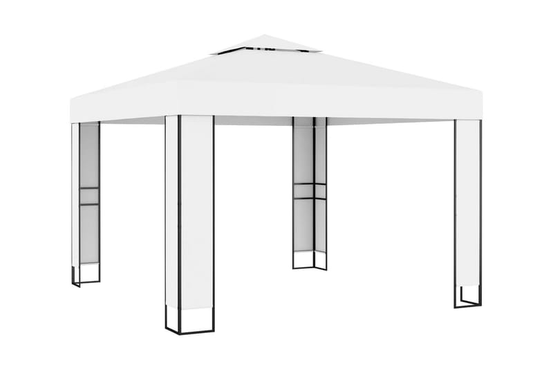 Paviljong med dubbeltak 3x3 m vit - Vit - Utemöbler