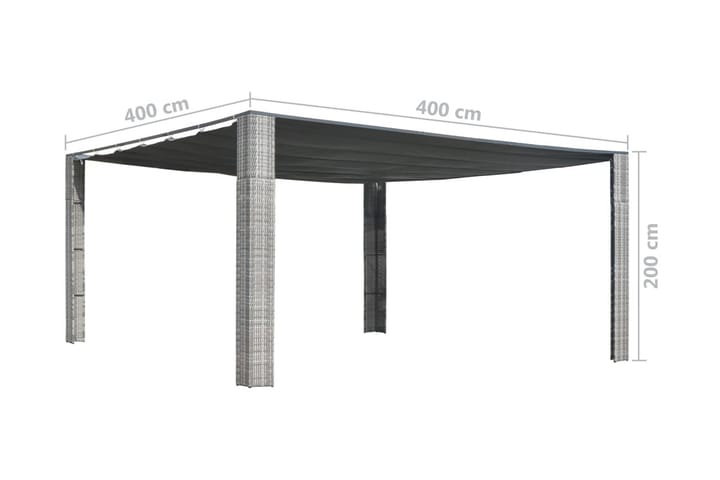 Paviljong med skjutbart tak konstrotting 400x400x200 cm grå - Grå - Alla Möbler - Utemöbler - Paviljonger