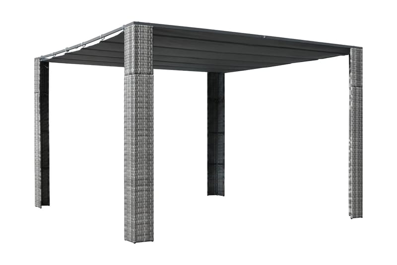 Paviljong med tak konstrotting 300x300x200 cm grå och antrac - Grå - Alla Möbler - Utemöbler - Konstrottingmöbler