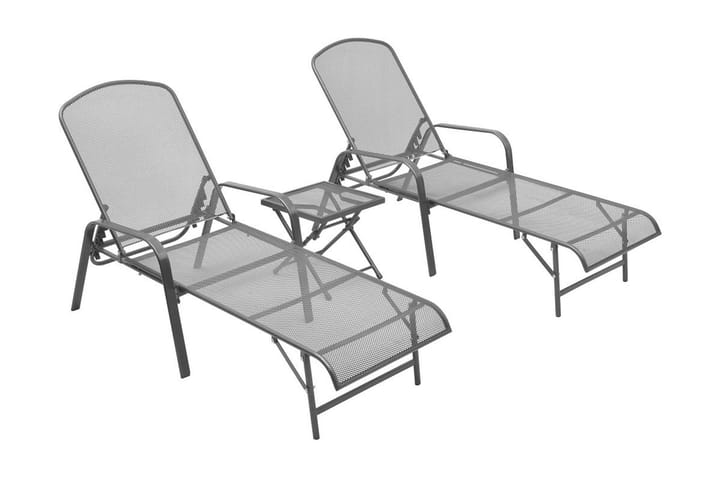 Solsängar 2 st med bord stål antracit - Antracit - Alla Möbler - Utemöbler - Solsängar & solvagnar